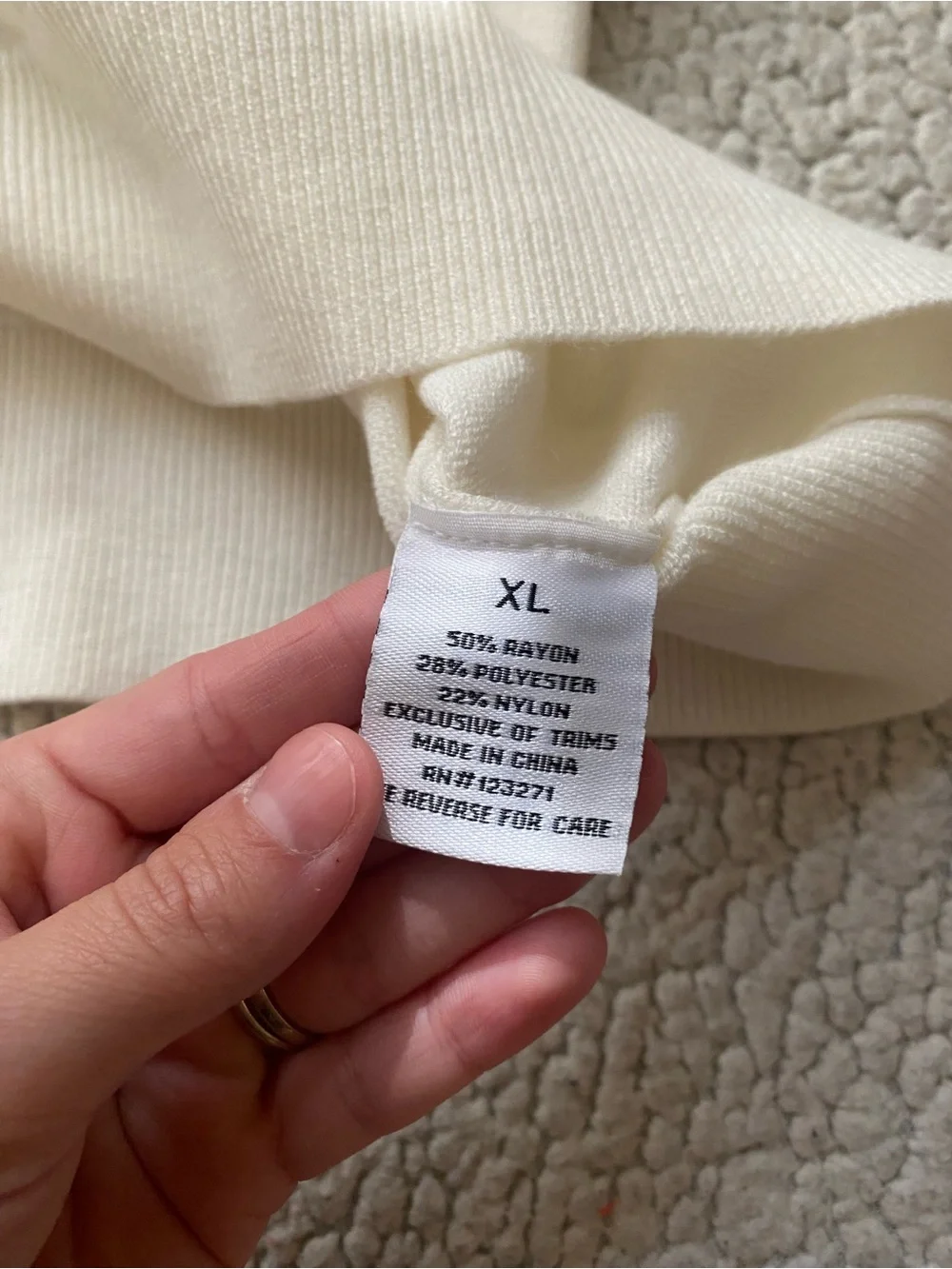 Honey Peach White Sweater with Navy Blue Star